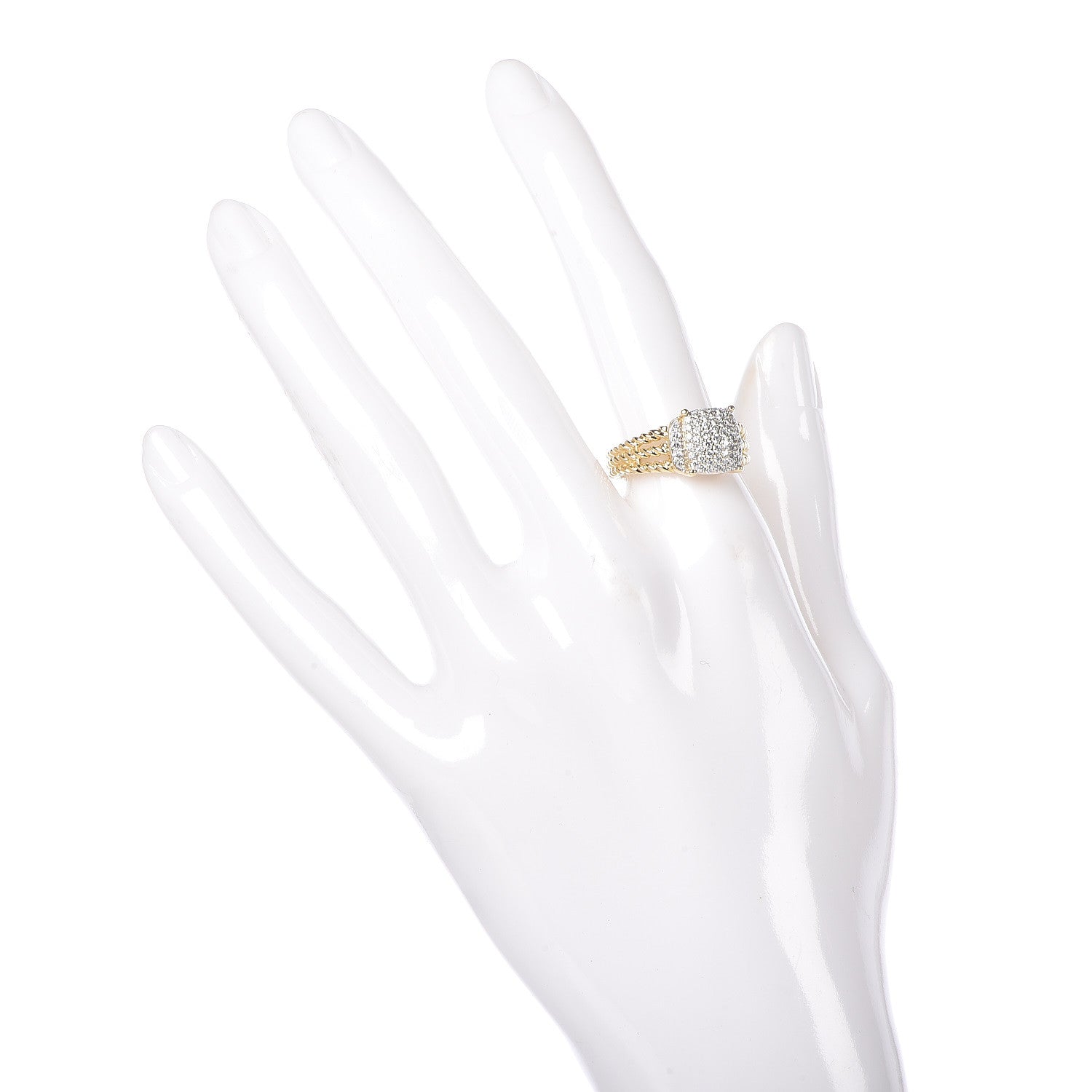 David Yurman 18K Yellow Gold Diamond 10mm Petite Wheaton Ring 54 7 2 of 5