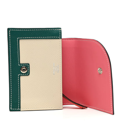 Hermes Epsom Camail Combined Coin Purse Lime Malachite Rose Azalee 5 of 7