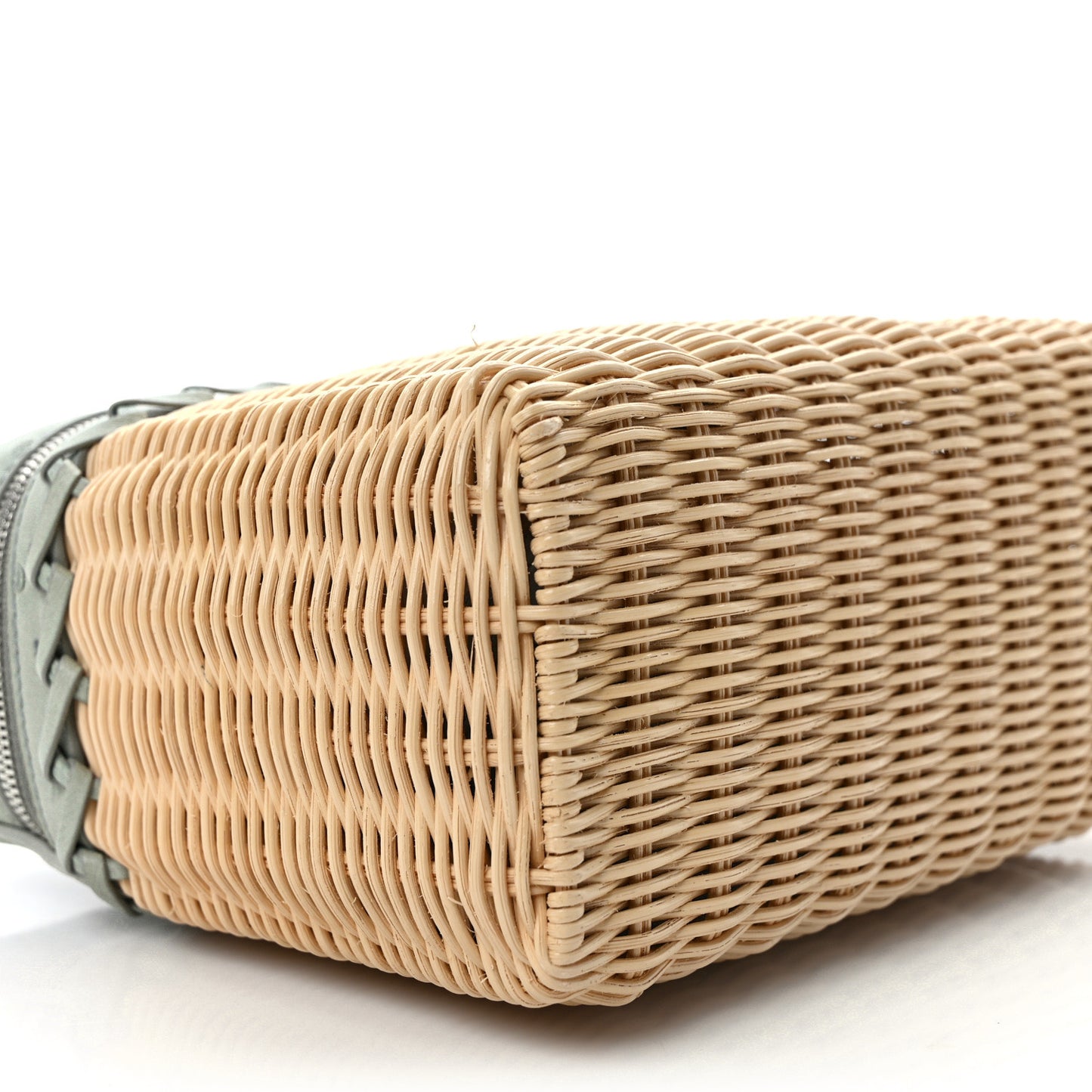 Wicker Ostrich East West L19 Extra Pocket Pouch Eucalyptus