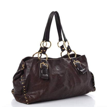 Prada Nappa Studded Aviator Shopping Tote Caffe 3 of 28