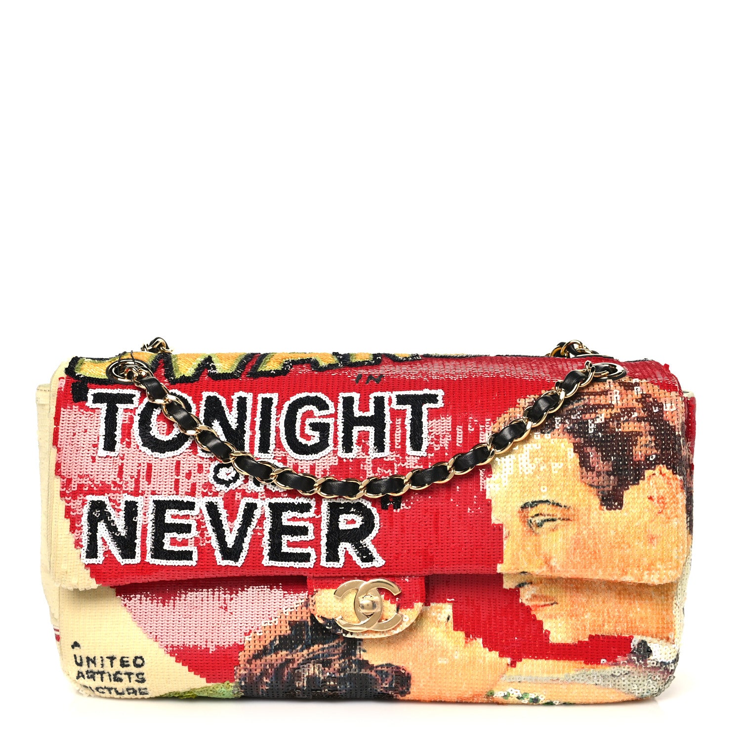 Chanel Sequin Tonight Or Never Small Souplissimo Maxi Flap Red White Beige Yellow Black 1 of 10