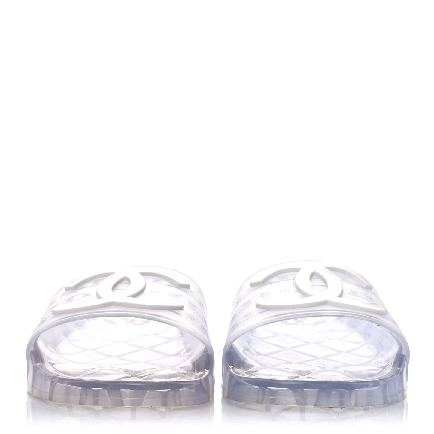 PVC Transparent CC Flat Slide Sandals 40 White