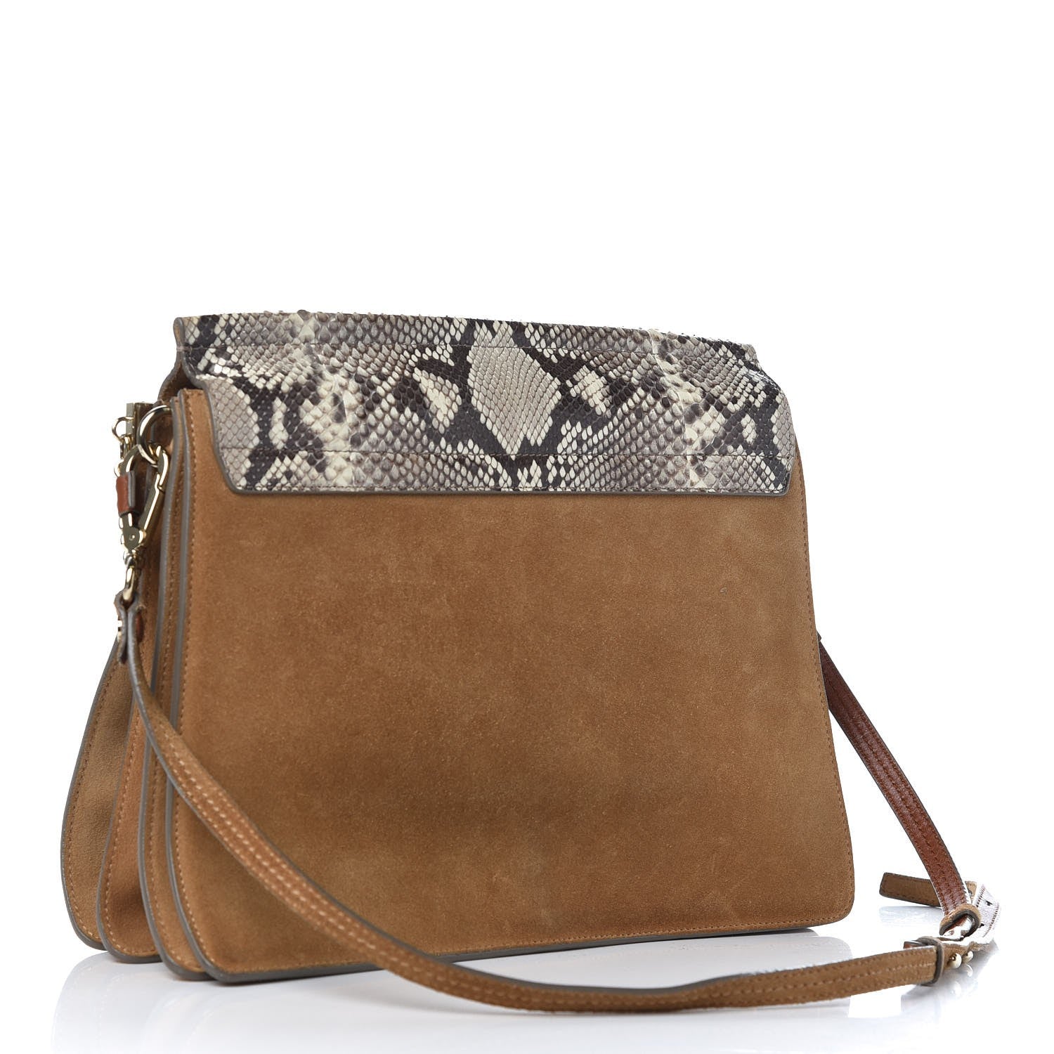 Chloe Python Suede Medium Faye Shoulder Bag Desert Beige 3 of 11