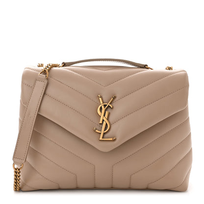 Saint Laurent Calfskin Y Quilted Monogram Small Loulou Chain Satchel Dark Beige 1 of 11
