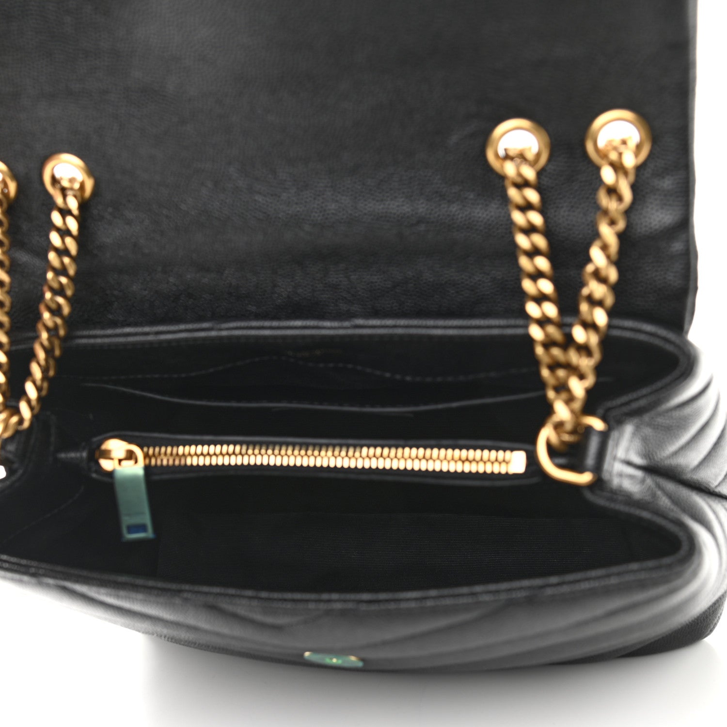 Saint Laurent Grain de Poudre Calfskin Y Quilted Monogram Small Loulou Chain Satchel Black 9 of 17
