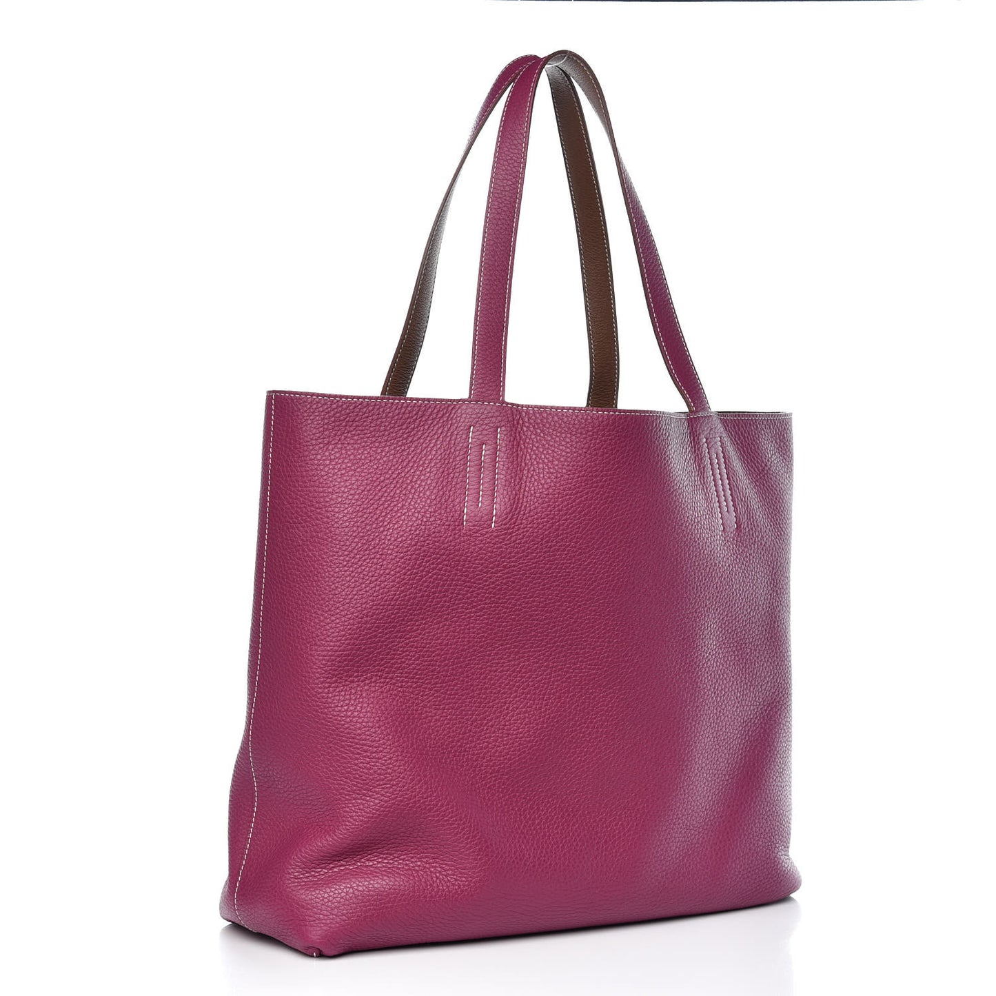 Taurillon Clemence Double Sens 36 Reversible Tote Marron Tosca