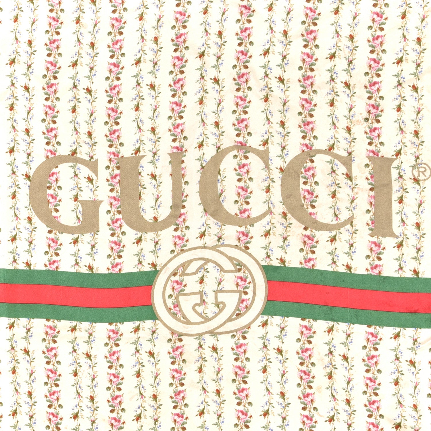Gucci Silk Twill Gucci Rose Series Square Scarf Ivory Black 2 of 4