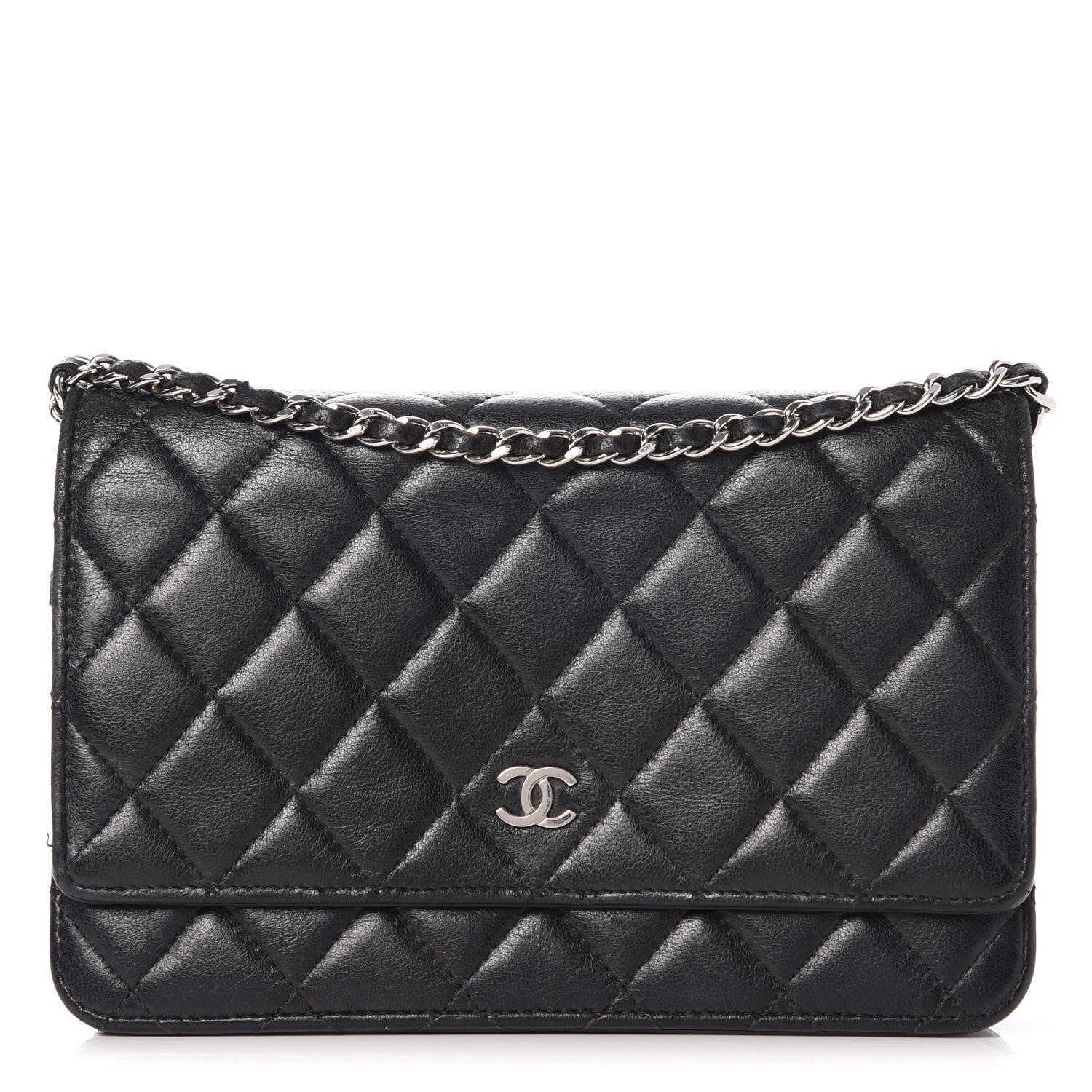 Chanel Lambskin Quilted Wallet On Chain WOC Black 1 of 19