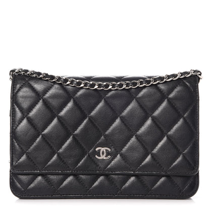 Chanel Lambskin Quilted Wallet On Chain WOC Black 1 of 19