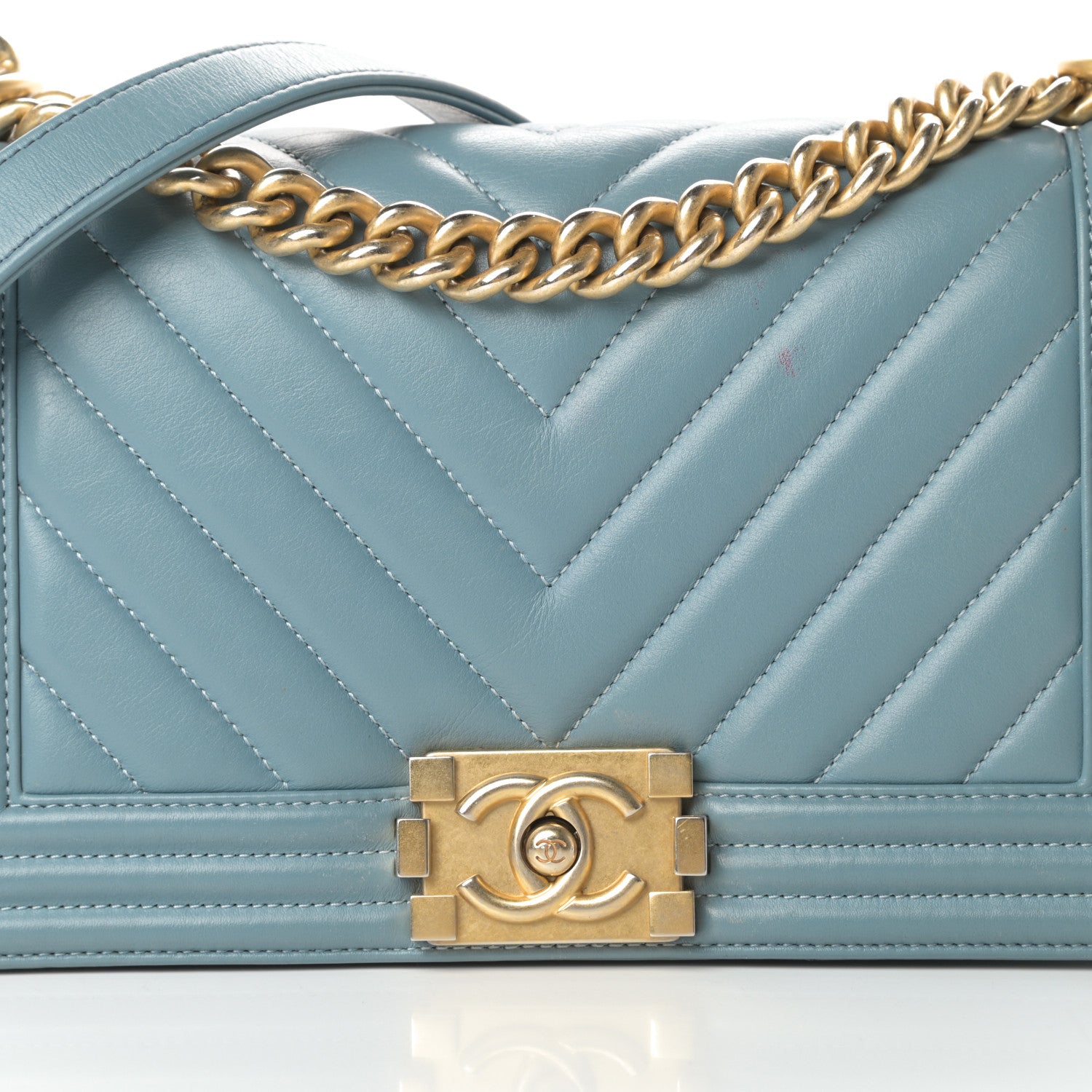 Chanel Calfskin Chevron Quilted Medium Boy Flap Blue 8 of 19