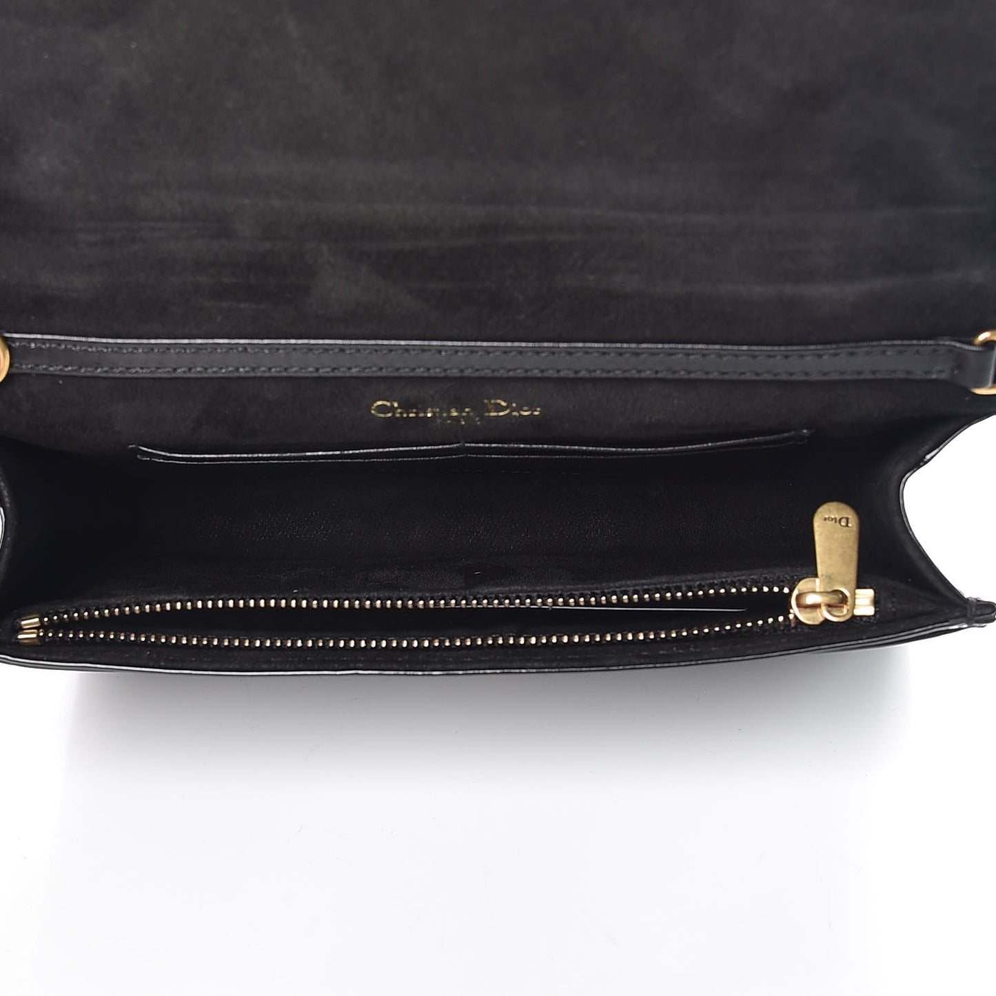 Patent Studded Diorama Wallet on Chain Pouch Black