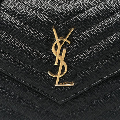 Saint Laurent Grain De Poudre Matelasse Chevron Monogram Envelope Chain Wallet Black 8 of 12