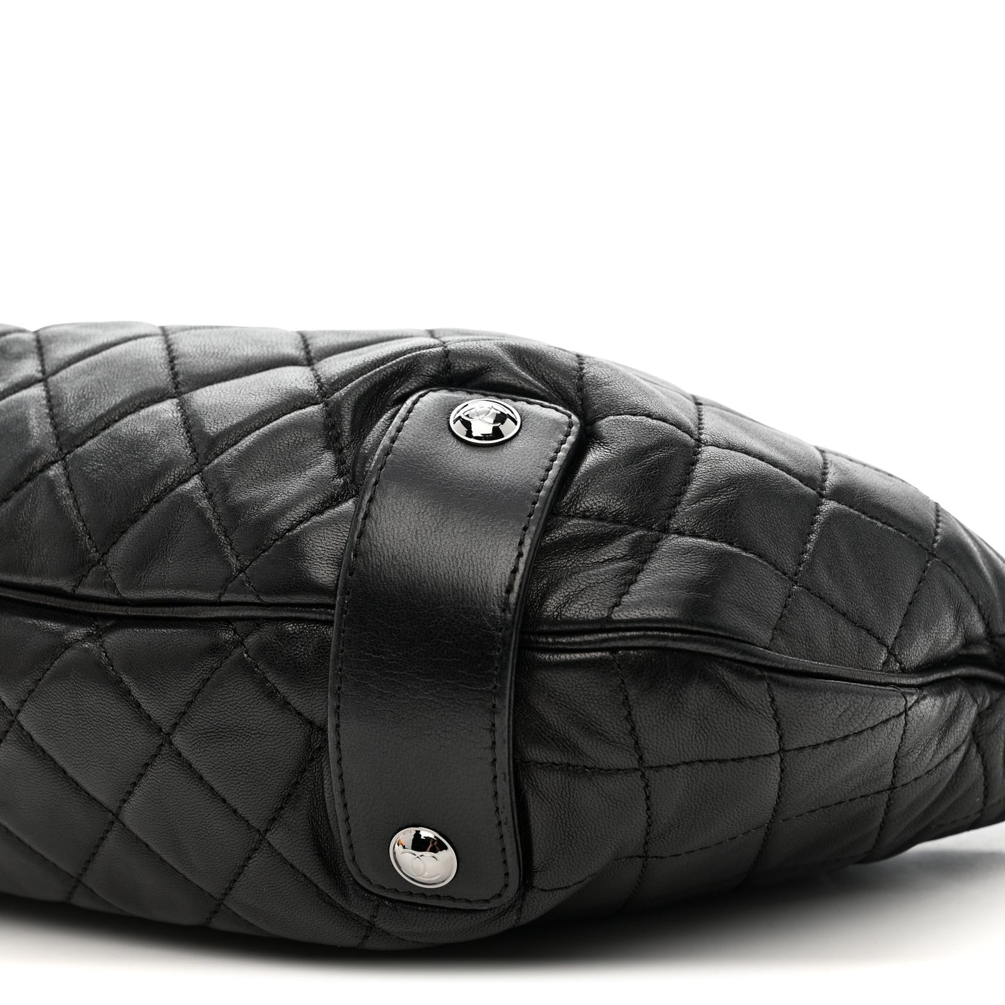 Lambskin Small Chain Mail Hobo Black