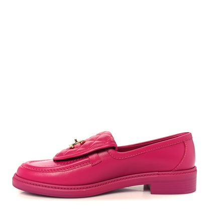 Chanel Lambskin Quilted CC Turnlock Loafers 39.5 Fuchsia 1 of 10