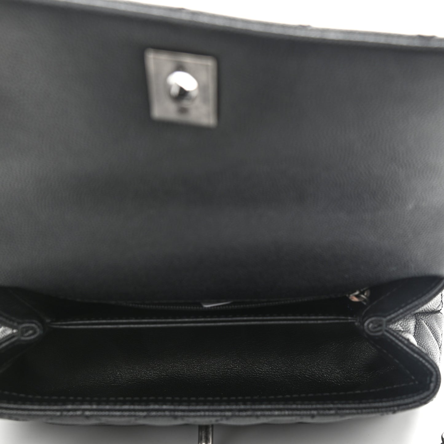 Caviar Lizard Quilted Mini Coco Handle Flap Black Khaki