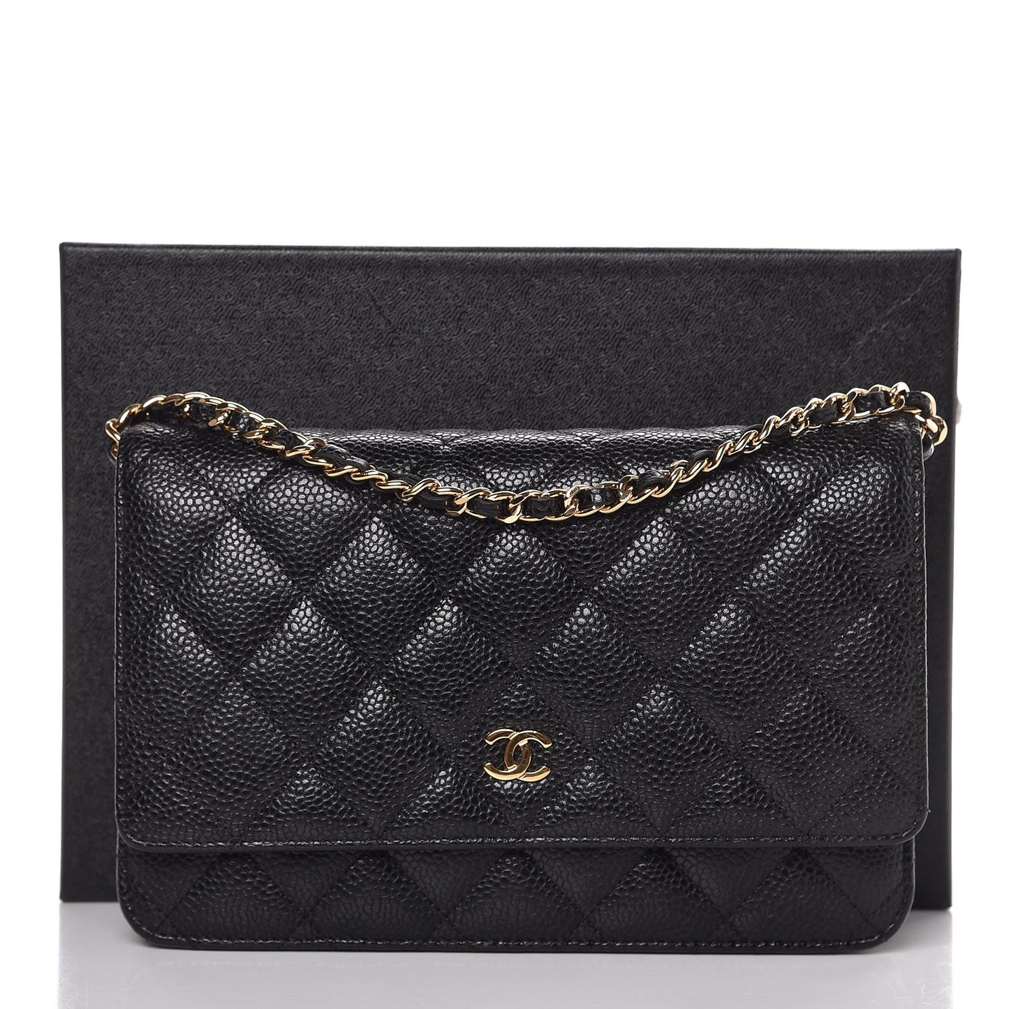 Caviar Quilted Wallet On Chain WOC Black