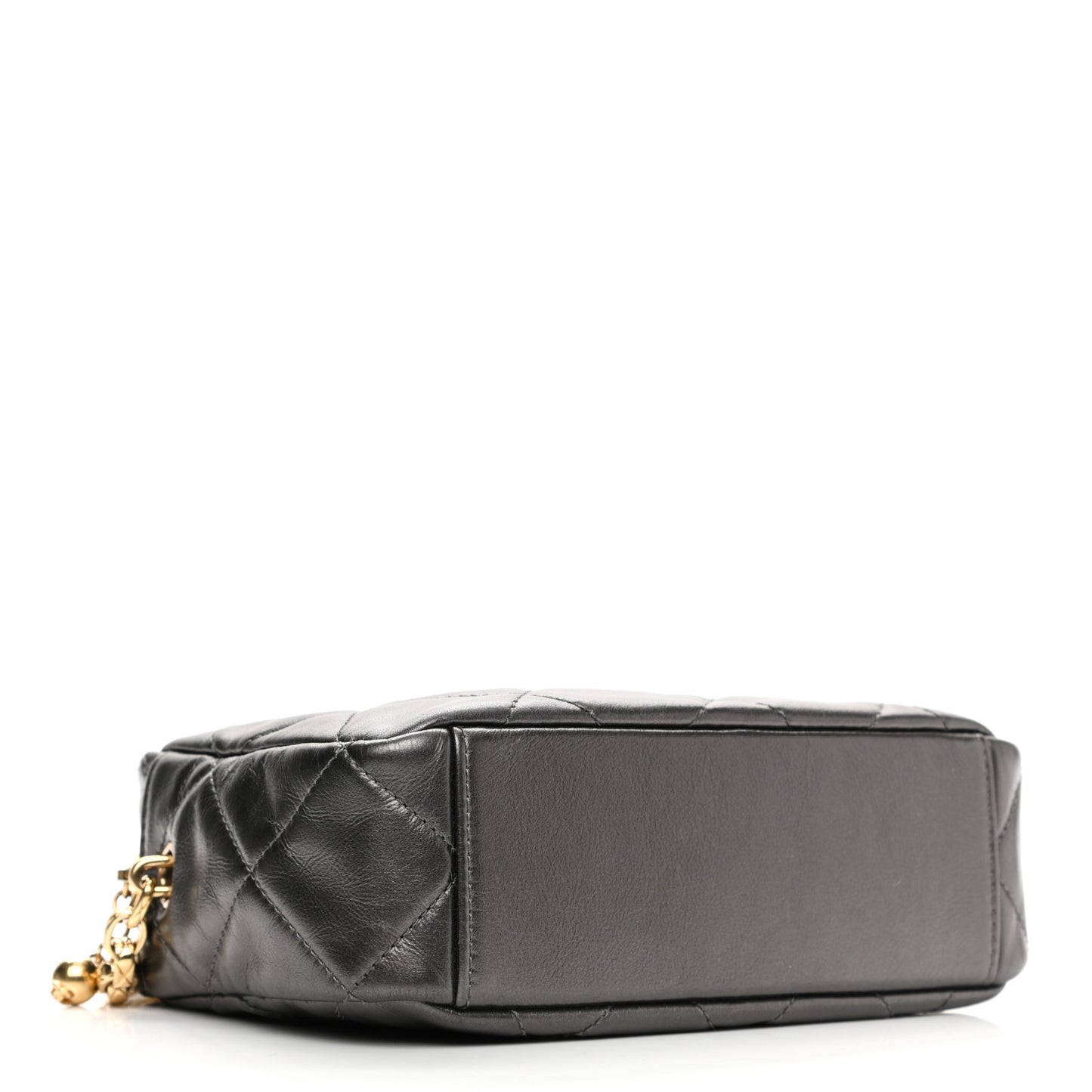 Metallic Calfskin Pearl Quilted CC Mini Camera Case Ruthenium
