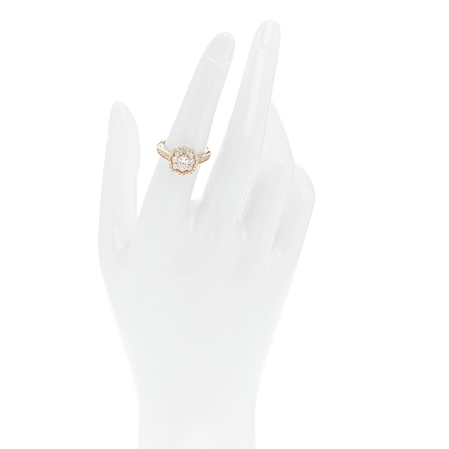 18K Yellow Gold Diamond 1.18ctw Flower Pave Halo Ring 53 6.5