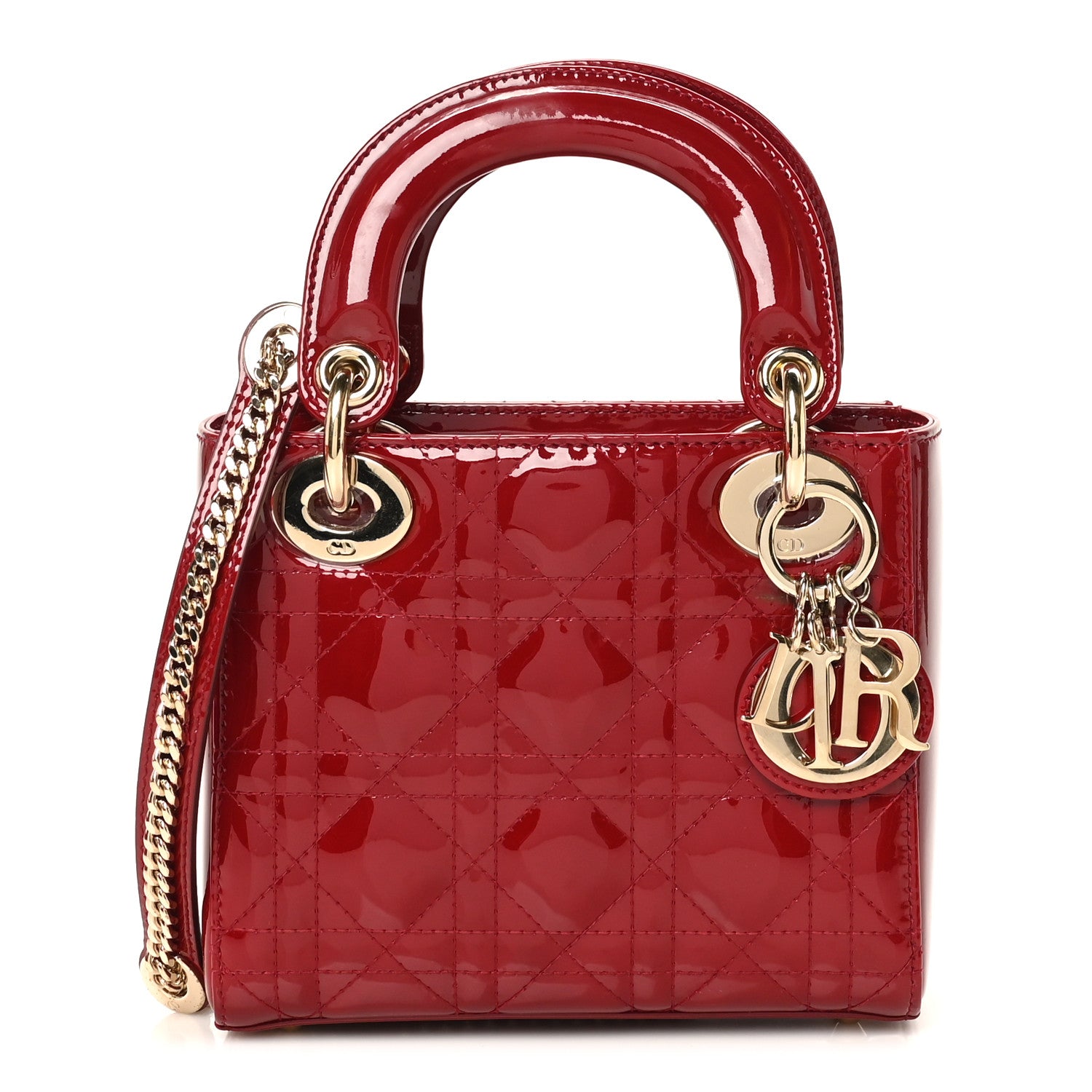 Christian Dior Patent Cannage Mini Lady Dior Red 1 of 11