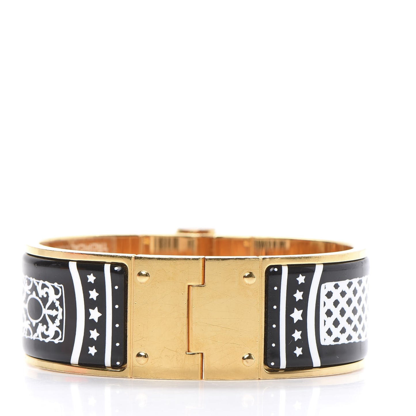 Enamel Printed Wide Flacons Bandana Hinged Bracelet S Tropical Club