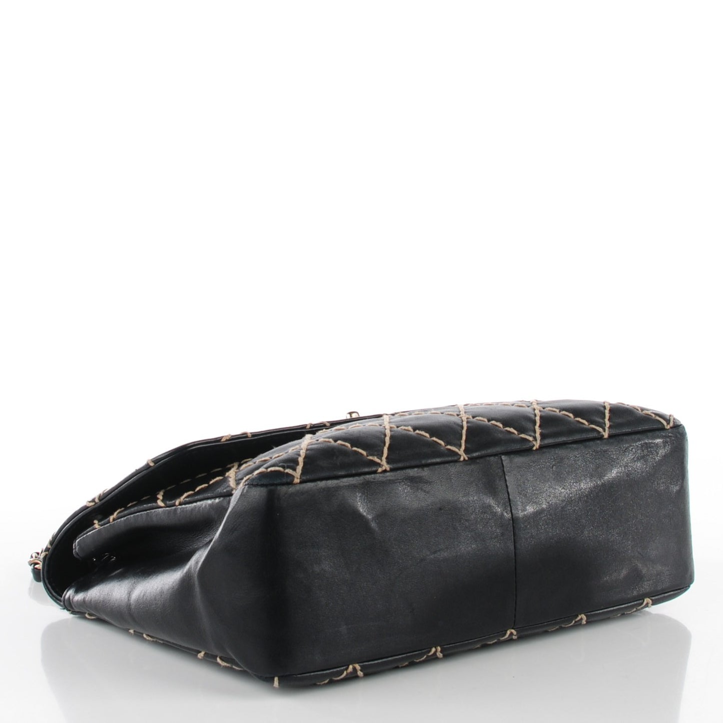 Calfskin Wild Stitch Jumbo Flap Black
