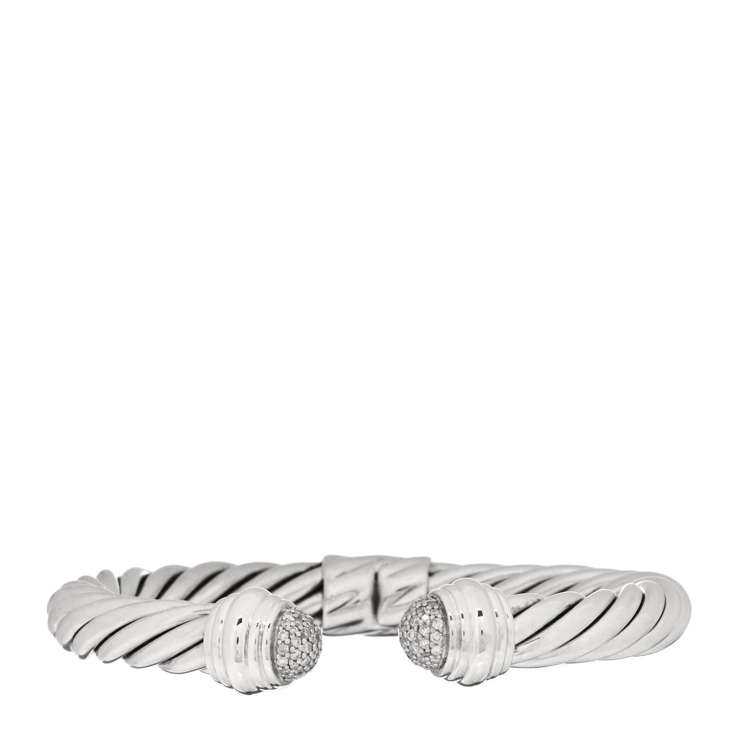 David Yurman Sterling Silver Diamond 8.5mm Cable Classics Bracelet 1 of 3