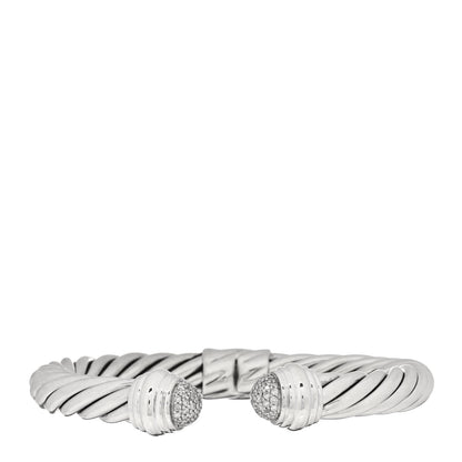 David Yurman Sterling Silver Diamond 8.5mm Cable Classics Bracelet 1 of 3