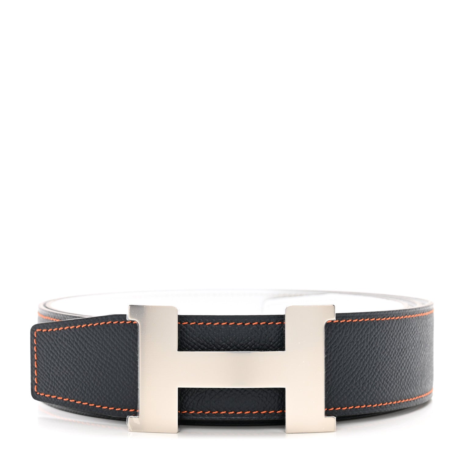 Hermes Epsom 38mm H Belt 110 Bleu Indigo White Orange 1 of 6