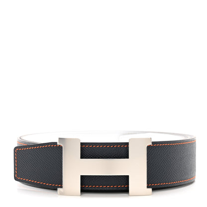 Hermes Epsom 38mm H Belt 110 Bleu Indigo White Orange 1 of 6