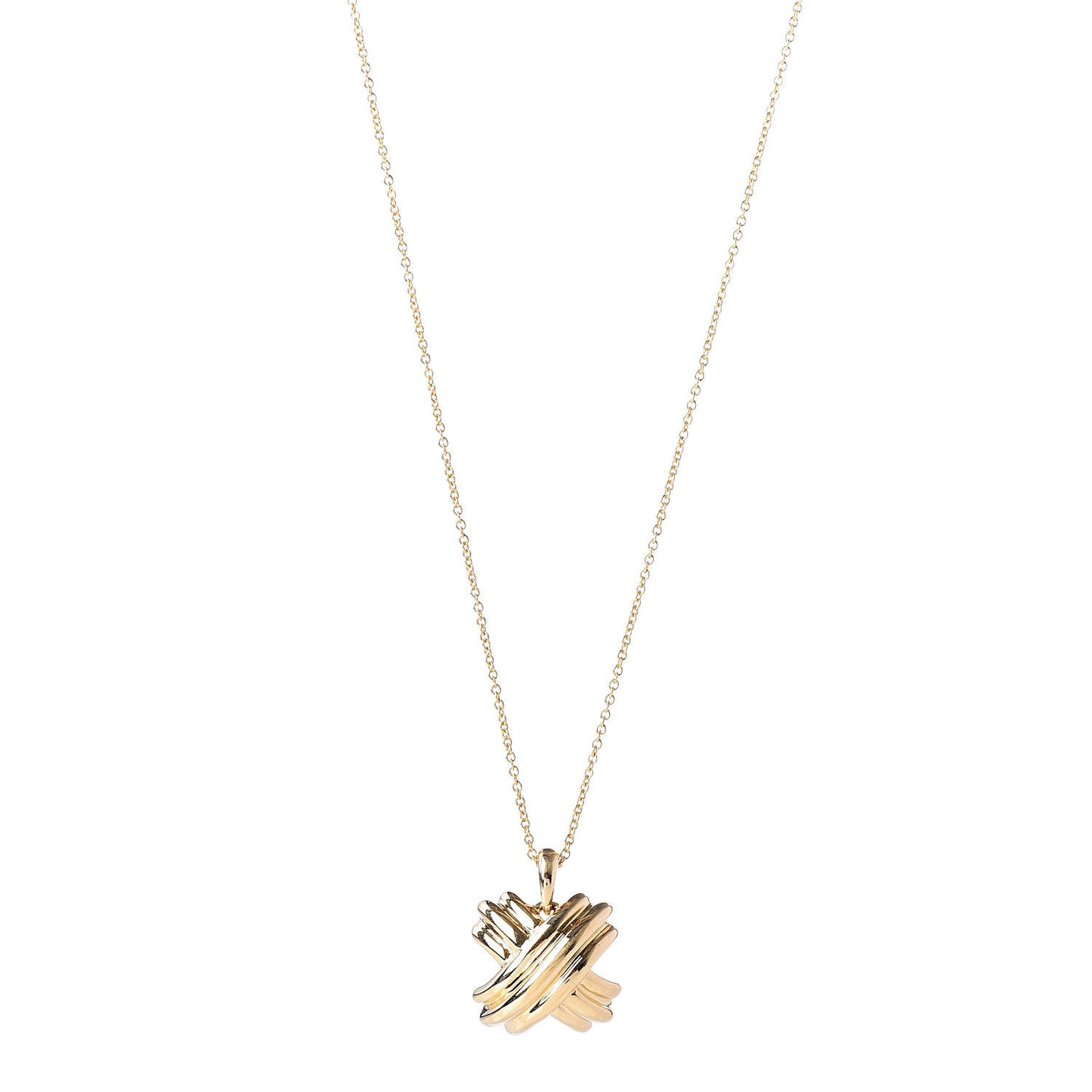 18K Yellow Gold Large Signature X Pendant Necklace