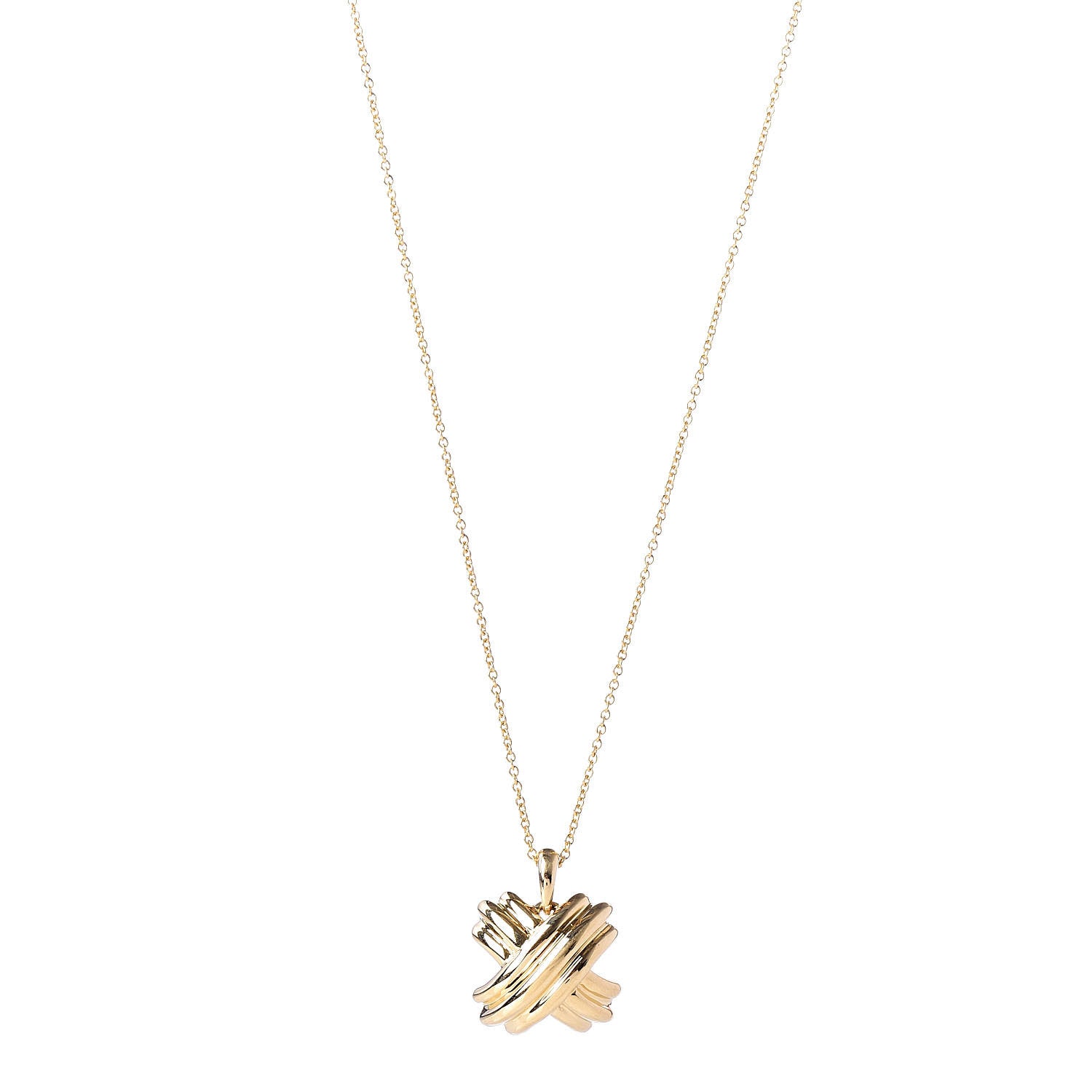 Tiffany 18K Yellow Gold Large Signature X Pendant Necklace 1 of 7