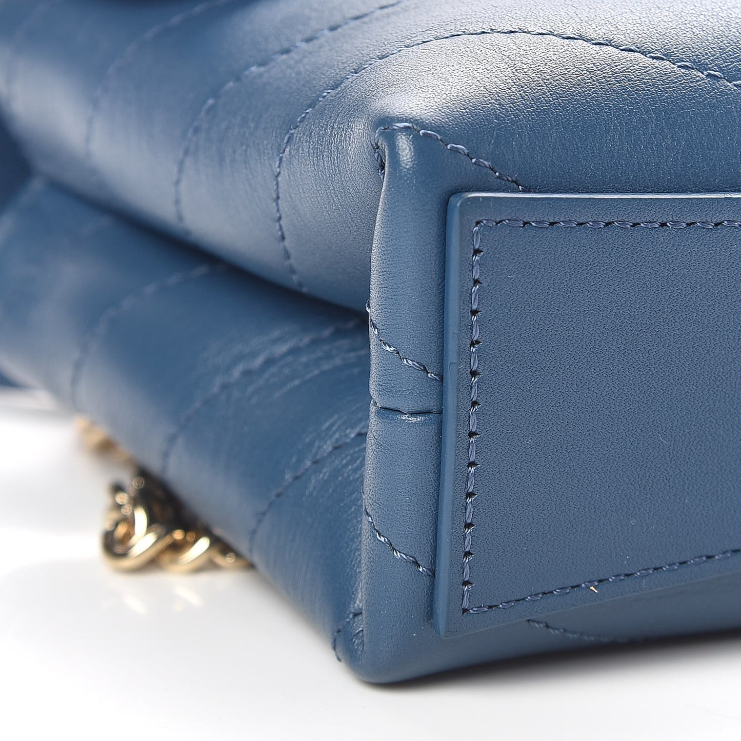 Calfskin Chevron Stitched Coco Waist Bag Blue