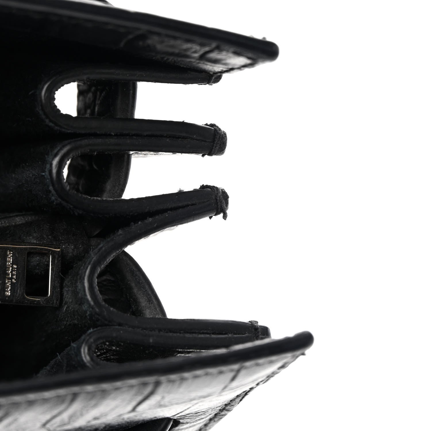 Saint Laurent Calfskin Crocodile Embossed Small Sac de Jour Black 11 of 13