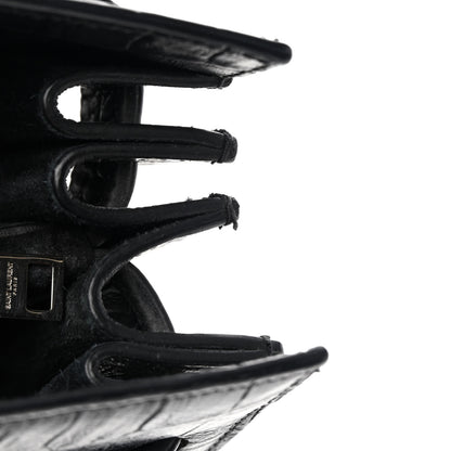 Saint Laurent Calfskin Crocodile Embossed Small Sac de Jour Black 11 of 13