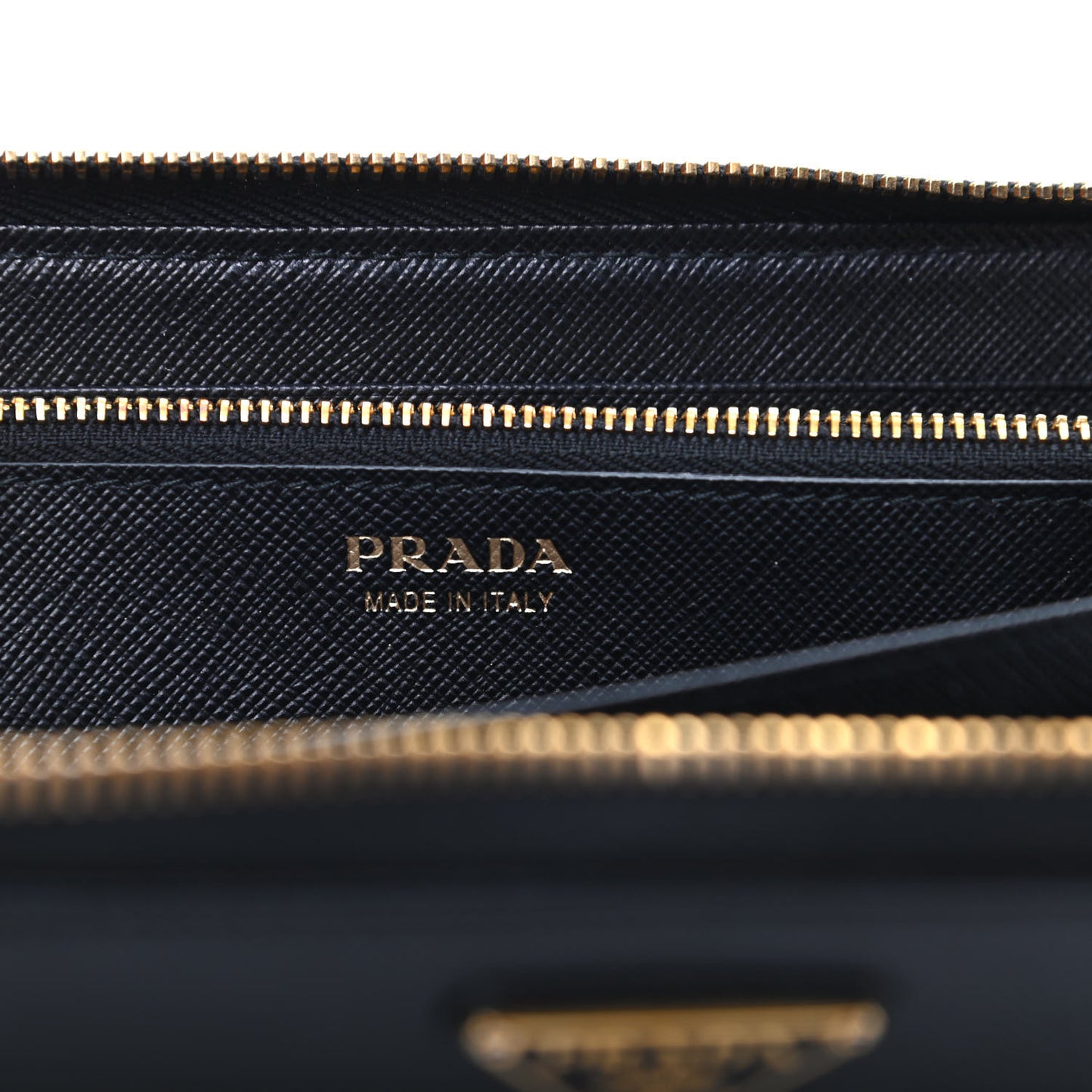 Saffiano Metal Large Zip Around Travel Wallet Black