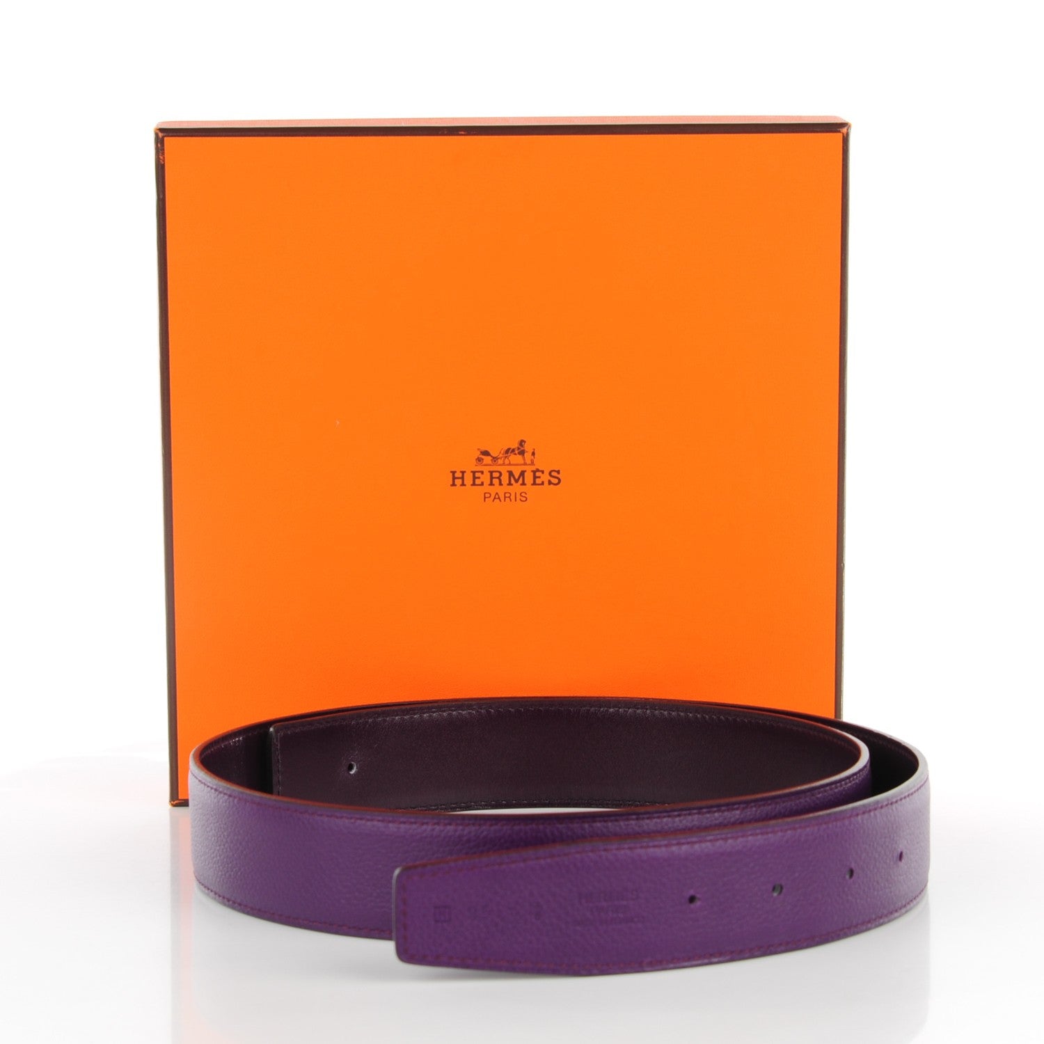 Hermes Box Evercolor 32mm Belt Strap 85 Raisin Ultraviolet 7 of 7