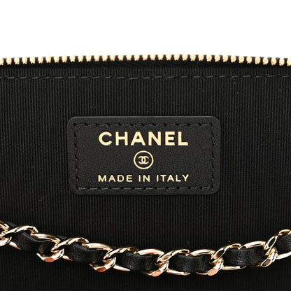 Chanel Lambskin Camellia Embossed Small Vanity Case With Chain Black 6 of 10