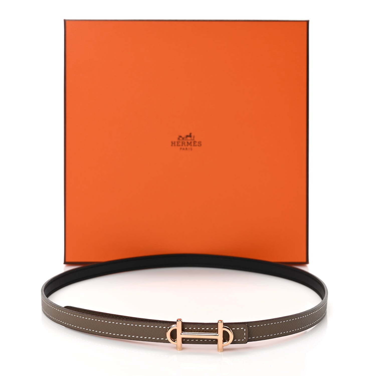 Hermes Swift Epsom 13mm Gamma Belt 75/30 Black Etoupe 4 of 4