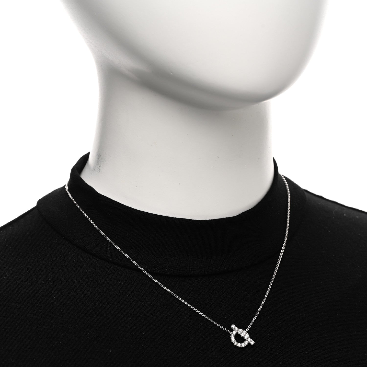 Hermes 18K White Gold Diamond Finesse Pendant Necklace 2 of 6