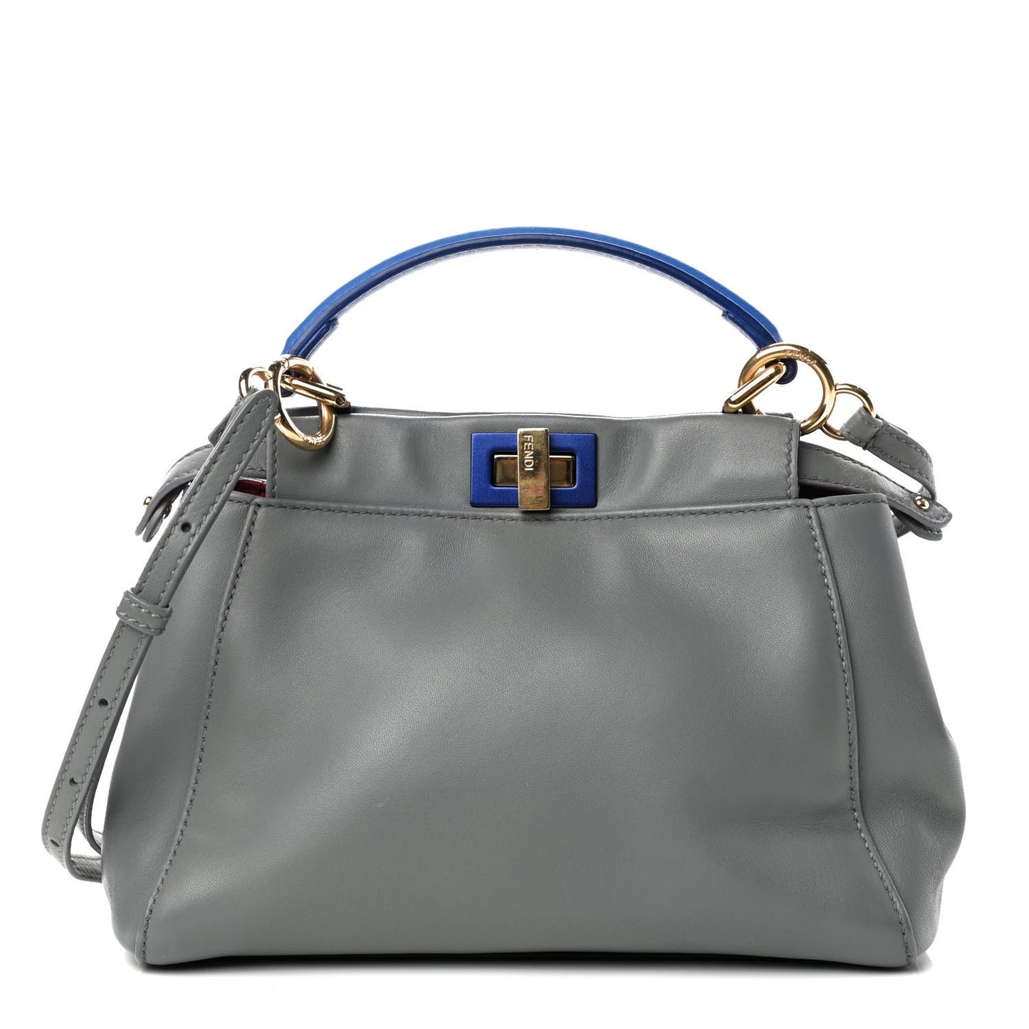 Nappa Colorblock Mini Peekaboo Iconic Satchel Grigio Chiaro Fragola Blue