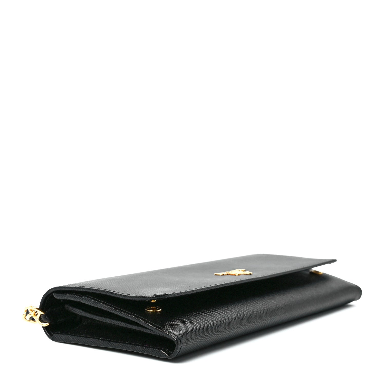 Prada Saffiano Metal Oro Chain Wallet Black 4 of 11