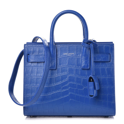 Saint Laurent Calfskin Crocodile Embossed Nano Sac De Jour Royal Blue 1 of 7