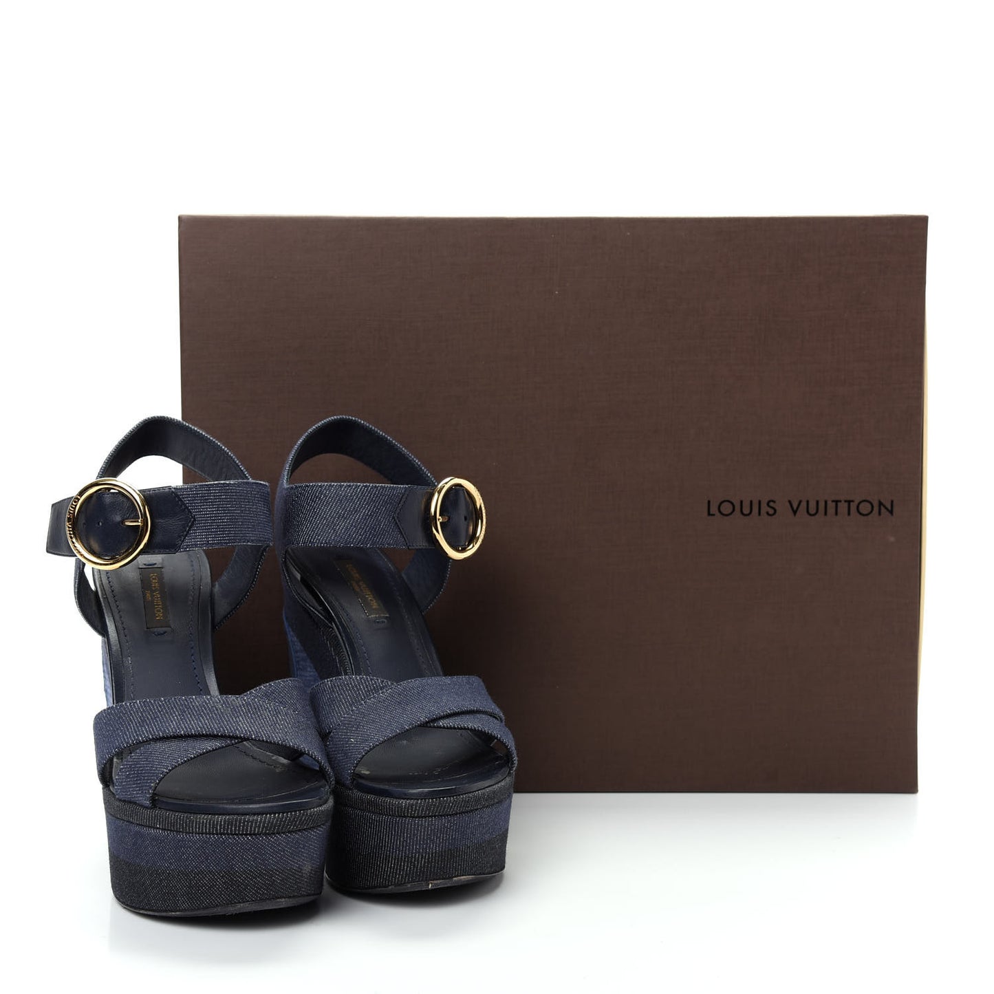 Canvas Blue Shore Wedge Sandal 36 Marine