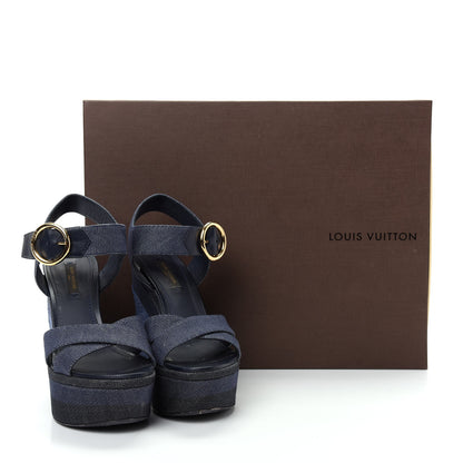 Louis Vuitton Canvas Blue Shore Wedge Sandal 36 Marine 11 of 11