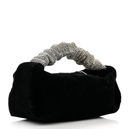 Alexander Wang Velvet Crystal Rhinestone Mini Scrunchie Bag Black Silver 3 of 7