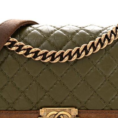 Chanel Suede Calfskin Quilted Medium Boy Flap Green Brown 8 of 13