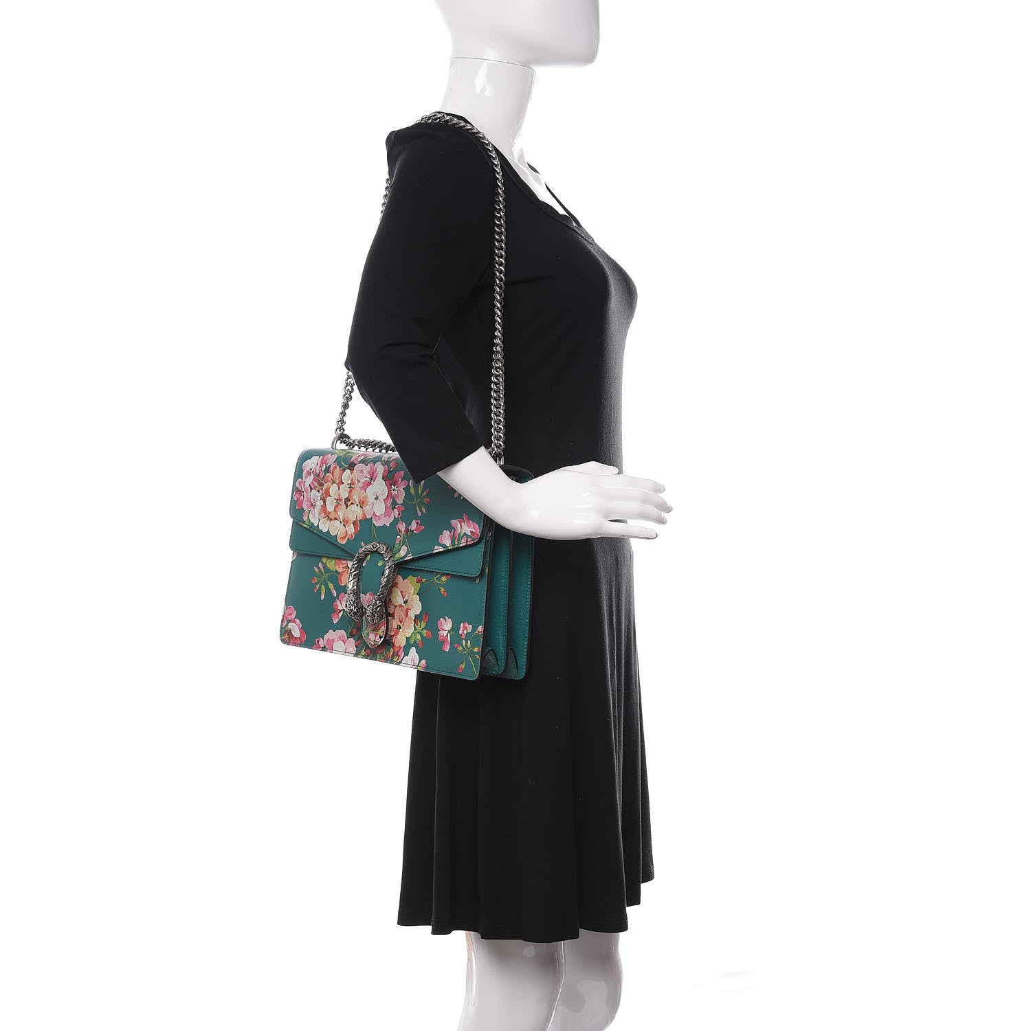 Gucci Calfskin Blooms Print Medium Dionysus Shoulder Bag Bright Emerald Multicolor 2 of 10