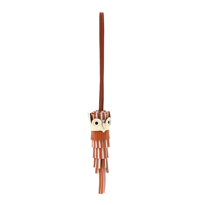 Hermes Milo Lambskin Epsom Chouette Bag Charm Gold Pain D'epice Black Nata White 1 of 5