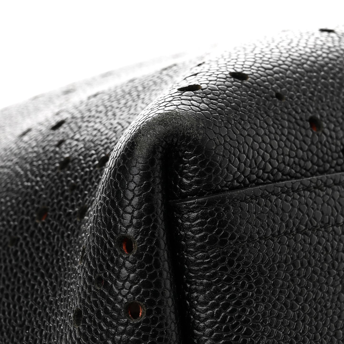 Caviar Perforated Drawstring CC Bag Black Orange