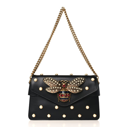 Gucci Nappa Pearl Studded Mini Queen Margaret Broadway Shoulder Bag Black 1 of 8